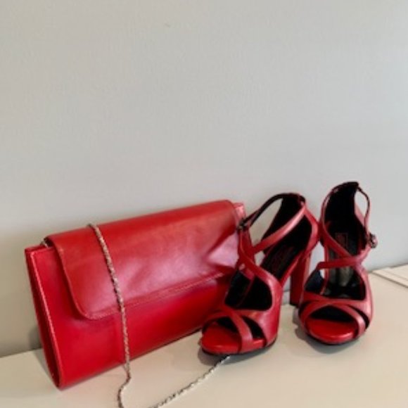Red Matching High Heels and Clutch - Picture 5 of 5